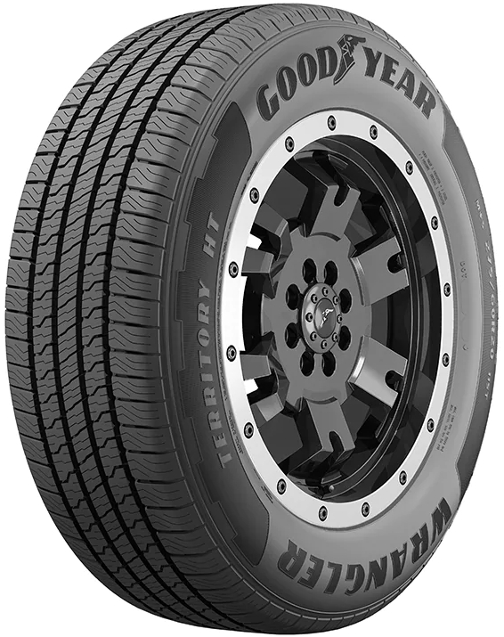 Goodyear Wrangler Territory HT - widok na całą oponę z felgą Goodyear Wrangler Territory HT - widok na całą oponę z felgą